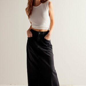 We The Free Come As You Are Denim Maxi Skirt at Free People in Black, Size: US 0