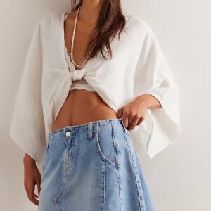 We The Free Pencil Me In Denim Mini Skirt at Free People in Light Blue, Size: 26