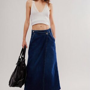 We The Free Roxie Denim Wrap Skirt at Free People in Dreamer, Size: 29