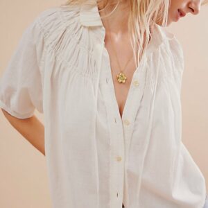 We The Free Ryan Blouse at Free People in Optic White, Size: Large