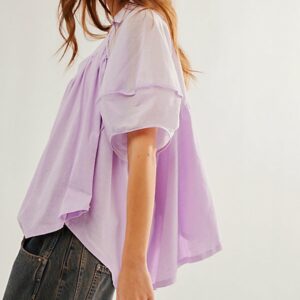 We The Free Sunray Babydoll Top at Free People in Frost Lavender, Size: Medium