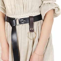 Weapon Hook Strap Medieval Belt Skirt Hikes Double Ring Faux Leather Loop Renaissance Adult Accessory