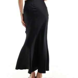 Weekday Paige mermaid fit satin maxi skirt in black