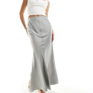 Weekday Paige mermaid fit satin maxi skirt in grey