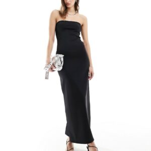 Weekday Tania scuba bandeau tube maxi dress in black