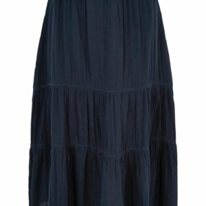 Weird Fish Lathika Organic Cotton Tiered Midi Skirt Navy Size 10