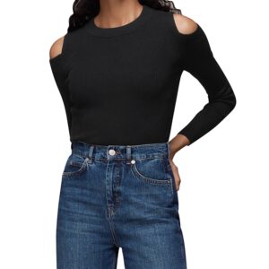 Whistles Cold Shoulder Ribbed Knit Top