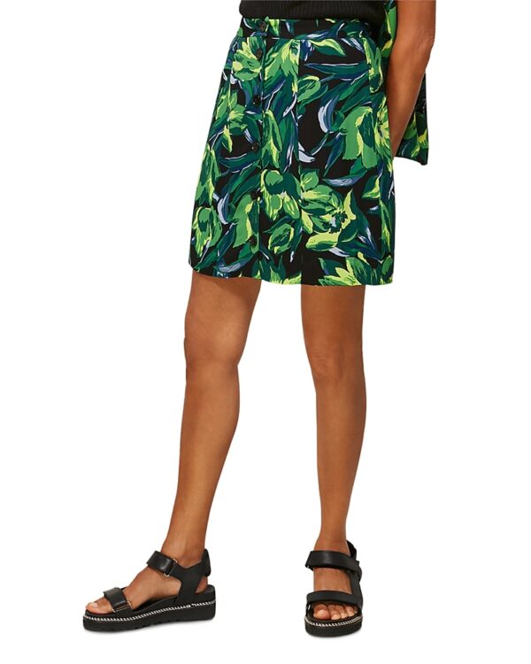 Whistles Tulip Print Button Front Skirt