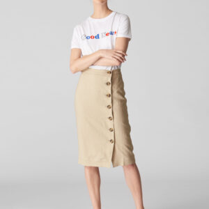 Whistles Women's Button Linen Pencil Skirt