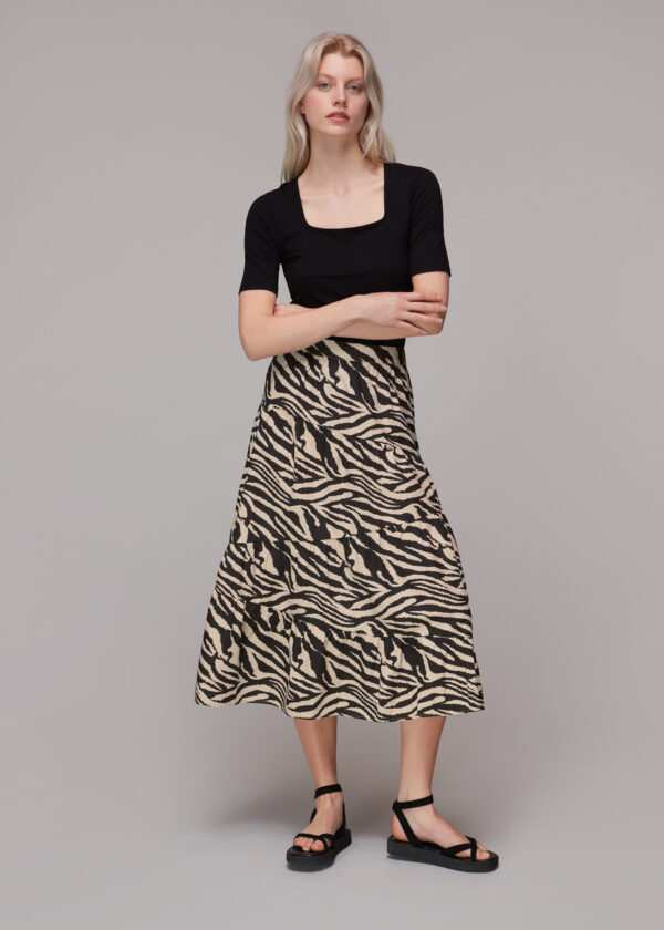 Whistles Women's Mountain Zebra Tiered Skirt