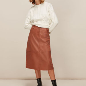 Whistles Women's Panelled Leather Skirt