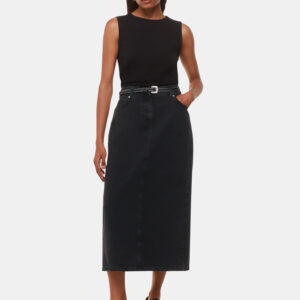 Whistles Women's Petite Straight Denim Midi Skirt