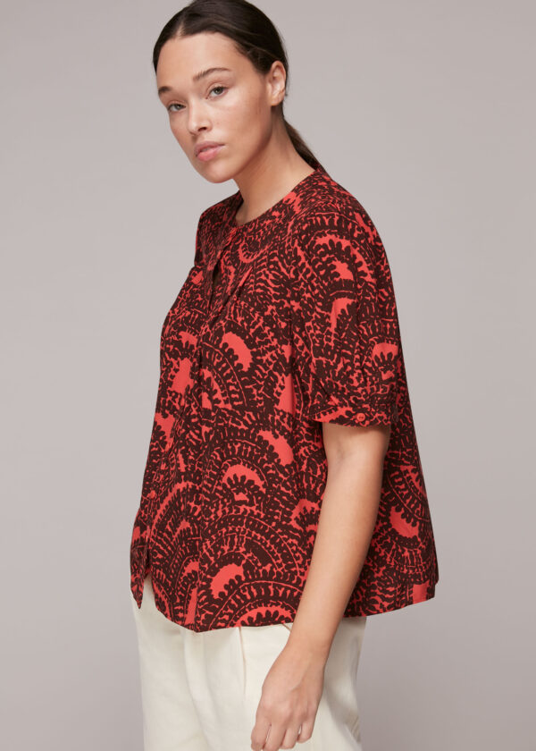 Whistles Women's Scallop Stamped Print Blouse