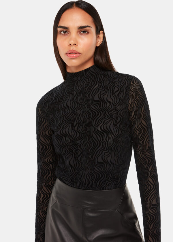 Whistles Women's Squiggle Mesh Top