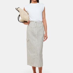 Whistles Women's Stripe Cargo Midi Skirt