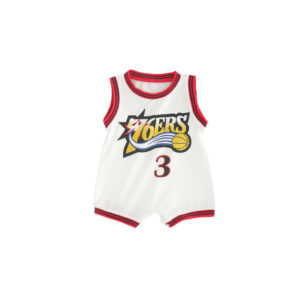 (White 3 Lverson, 82cm) NBA Baby Jersey Jumpsuit Short Sleeve Toddler Print Clothes Bodysuit