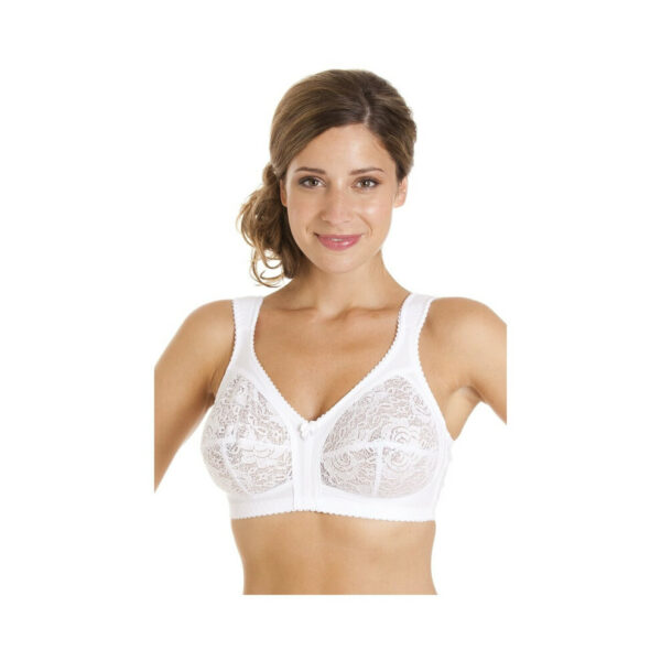 (White, 38C) Camille Womens Non Wired Lace Bra