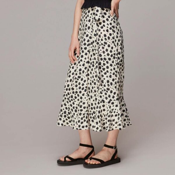 White Animal Print Wrap Skirt