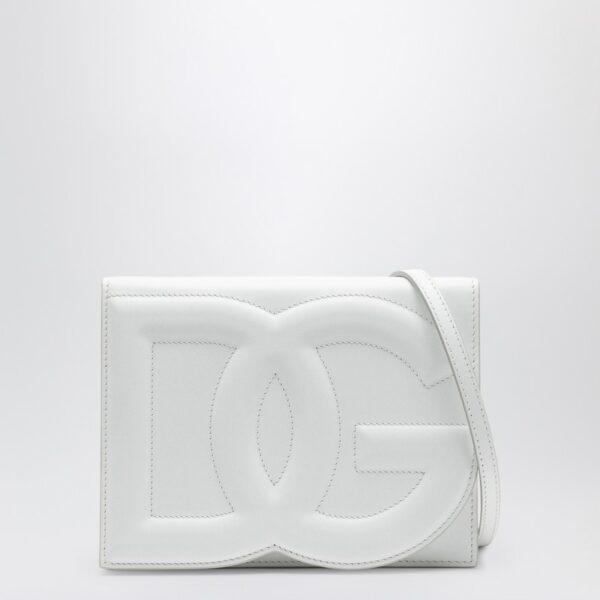 White DG logo leather shoulder bag