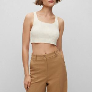 White Fasinasa Cotton Cropped Tank Top