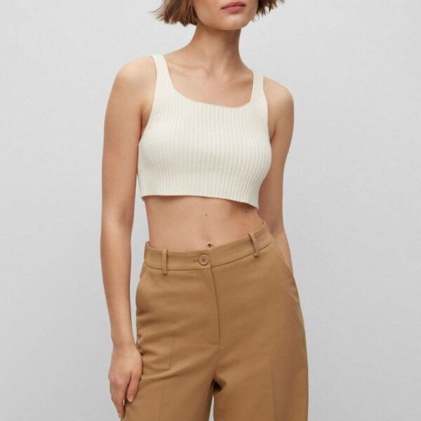 White Fasinasa Cotton Cropped Tank Top