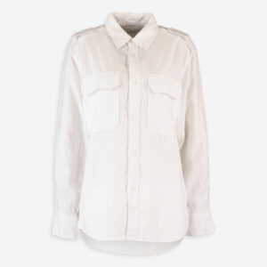 White Linen Blend Blouse