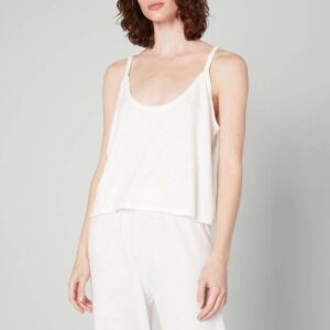 White Linen and Cotton Blend Tank Top