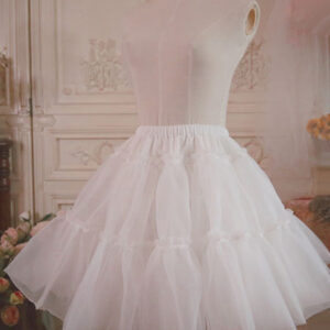 White Lolita Underskirt Voile Ruffle Pleated Lolita Petticoat Skirt