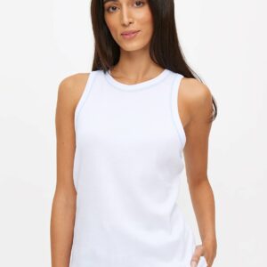 White Ribbed Sleeveless Pyjama Tank Top