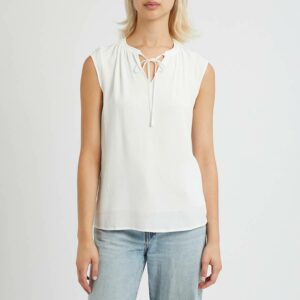 White Tie Neck Blouse