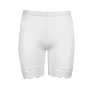 (White, XL 16-18) NEW LADIES CYCLING SHORTS LACE TRIM ACTIVE SCALLOP HOT PANTS GYM TIGHTS YOGA UK