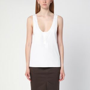 White cotton Henley tank top