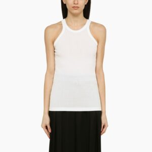 White cotton and silk tank top