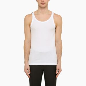 White ribbed cotton tank top