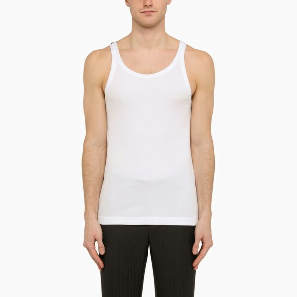 White ribbed cotton tank top