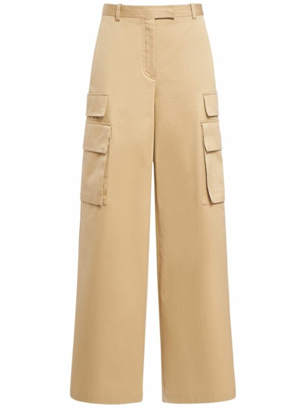 Wide Cotton Gabardine Cargo Pants