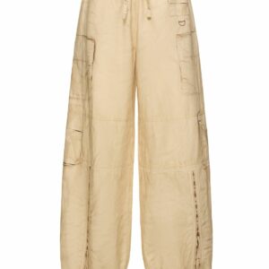 Wide Linen & Cotton Cargo Pants