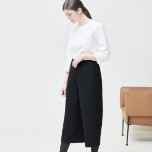 Wide Woolen Trousers With Side Pockets & Viscose Lining, Relaxed Warm Tailored Capri Pants, Casual Minimalist Streetwear, High Waist Pants