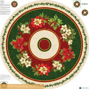 Windham Christmas Tree Skirt Poinsettias Panel 100% Cotton Fabric 109cm X 110cm