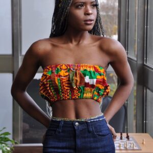 Women African Print Bandeau Crop Top