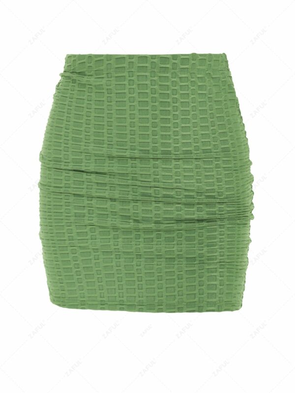 Women Beach ZAFUL Honeycomb Textured Mini Bodycon Beach Skirt S Light green