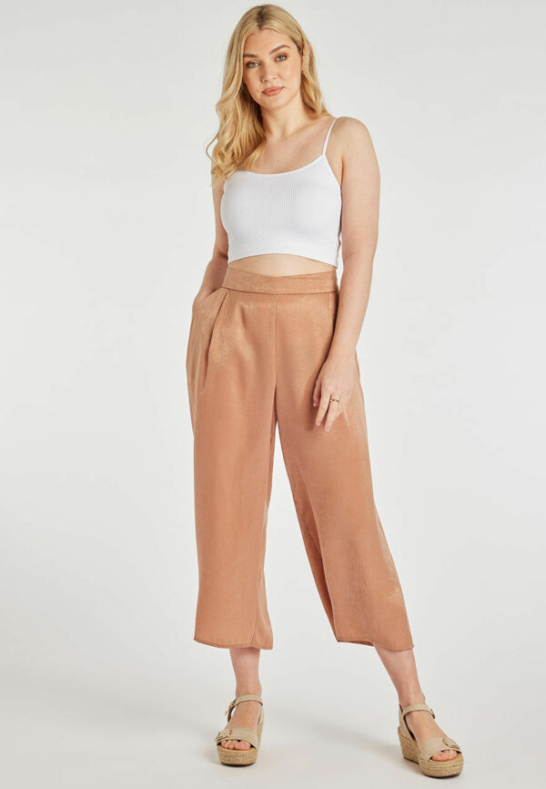 Women Caramel Satin Culottes