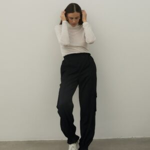 Women Cargo Pants Black/ Elastic Waist Pants/ Custom Made Baggy Ipantsstore