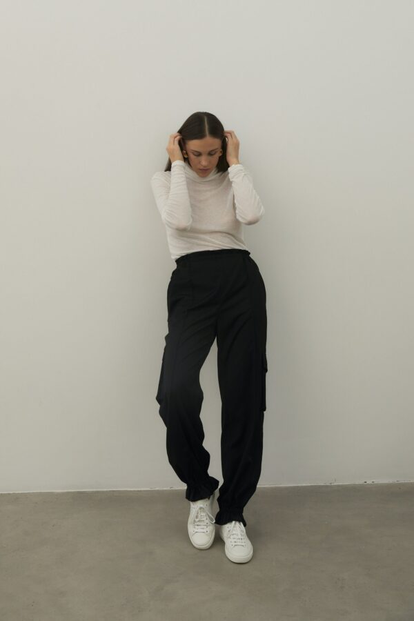 Women Cargo Pants Black/ Elastic Waist Pants/ Custom Made Baggy Ipantsstore