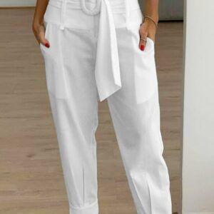 Women Casual Plain All Season Natural No Elasticity Loose Cargo pants H-Line Regular Cargo Pants