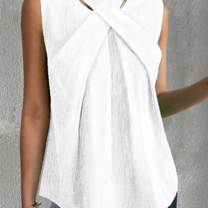 Women Casual Plain Summer Loose Standard Mid-long H-Line Half Turtleneck CC Tank Tops