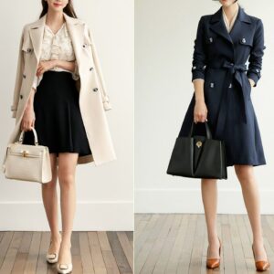 Women Classic Trench Coat/Korean Style Jacket For Plus Size