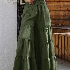 Women Flare Swing Wide Leg Pants Casual High Waist Culottes Skirt