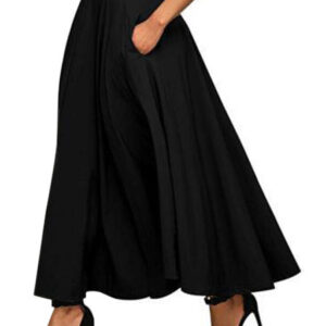 Women Maxi Skirt Bow Retro Long Flared Skirt