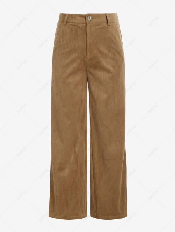 Women ZAFUL Corduroy Slit Hem Wide Leg Pants M Light coffee